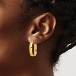 14K Yellow Gold Polished Squared Oval Hoop Earrings - Product Photo
