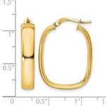 14K Yellow Gold Polished Squared Oval Hoop Earrings - Product Photo