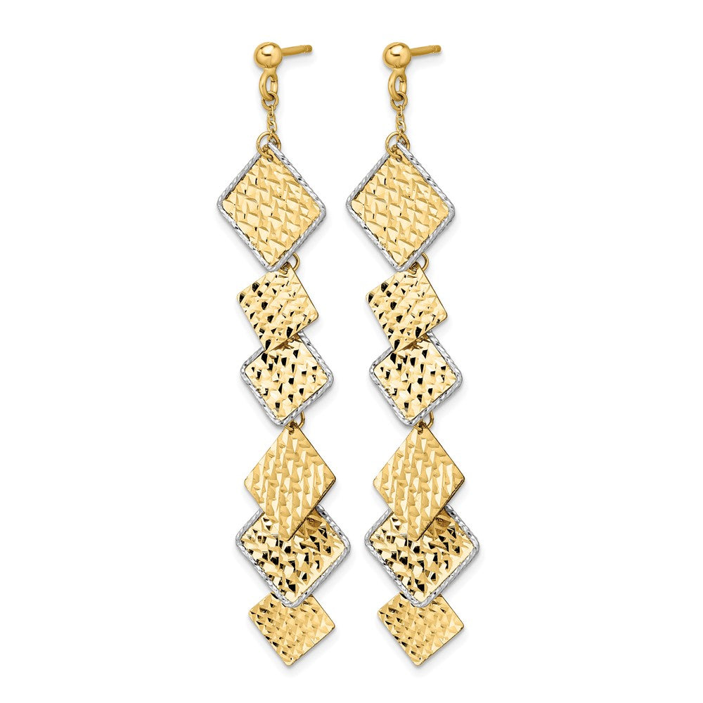 Leslie's 14K Two-tone Polished and Brushed D/C Post Dangle Earrings - Product Photo