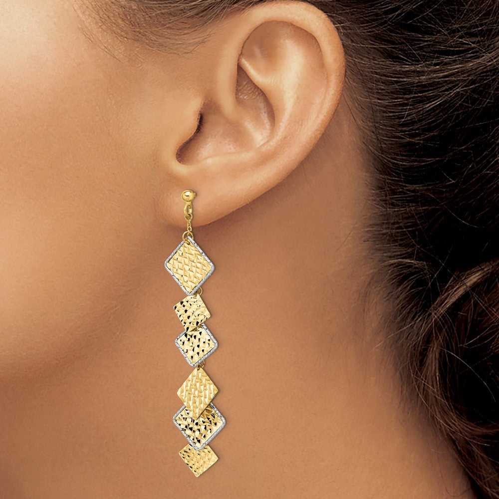 Leslie's 14K Two-tone Polished and Brushed D/C Post Dangle Earrings - Product Photo