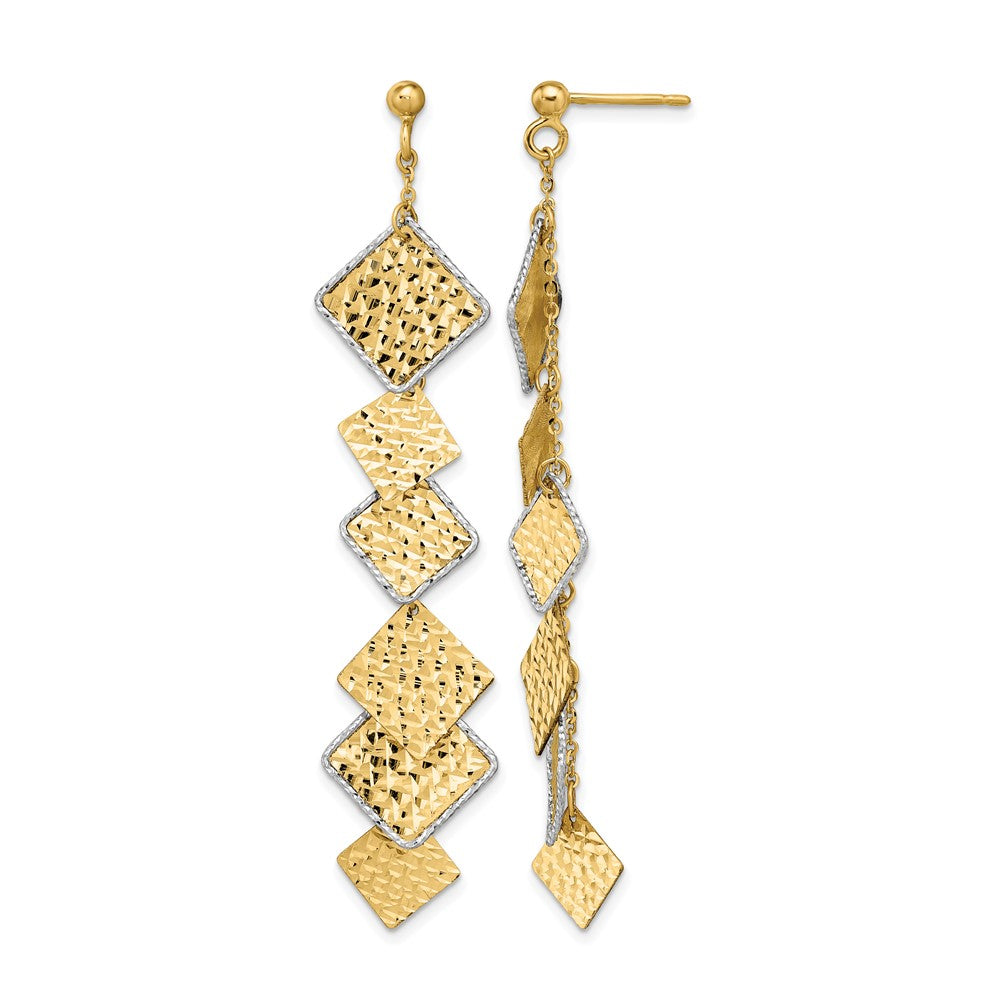 Leslie's 14K Two-tone Polished and Brushed D/C Post Dangle Earrings - Product Photo