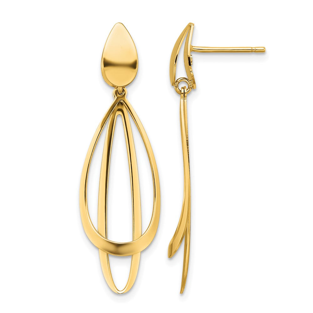 Leslie's 14k Polished and Brushed Post Dangle Earrings - Product Photo