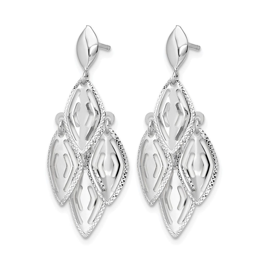 Leslie's 14k White Gold Polished D/C Post Dangle Chandelier Earrings - Product Photo