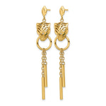 Leslie's 14k Polished Green Enamel Tiger Post Dangle Earrings - Product Photo