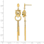 Leslie's 14k Polished Green Enamel Tiger Post Dangle Earrings - Product Photo