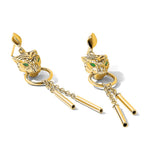 Leslie's 14k Polished Green Enamel Tiger Post Dangle Earrings - Product Photo