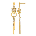 Leslie's 14k Polished Green Enamel Tiger Post Dangle Earrings - Product Photo