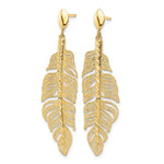 Leslie's 14k Polished D/C Textured Leaf Post Dangle Earrings - Product Photo
