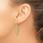 Leslie's 14k Polished D/C Textured Leaf Post Dangle Earrings - Product Photo
