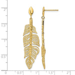 Leslie's 14k Polished D/C Textured Leaf Post Dangle Earrings - Product Photo