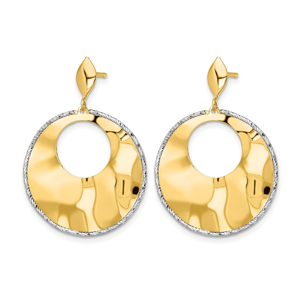 Leslie's 14k Two-tone Polished Textured Post Dangle Earrings - Product Photo