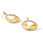 Leslie's 14k Two-tone Polished Textured Post Dangle Earrings - Product Photo