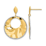 Leslie's 14k Two-tone Polished Textured Post Dangle Earrings - Product Photo