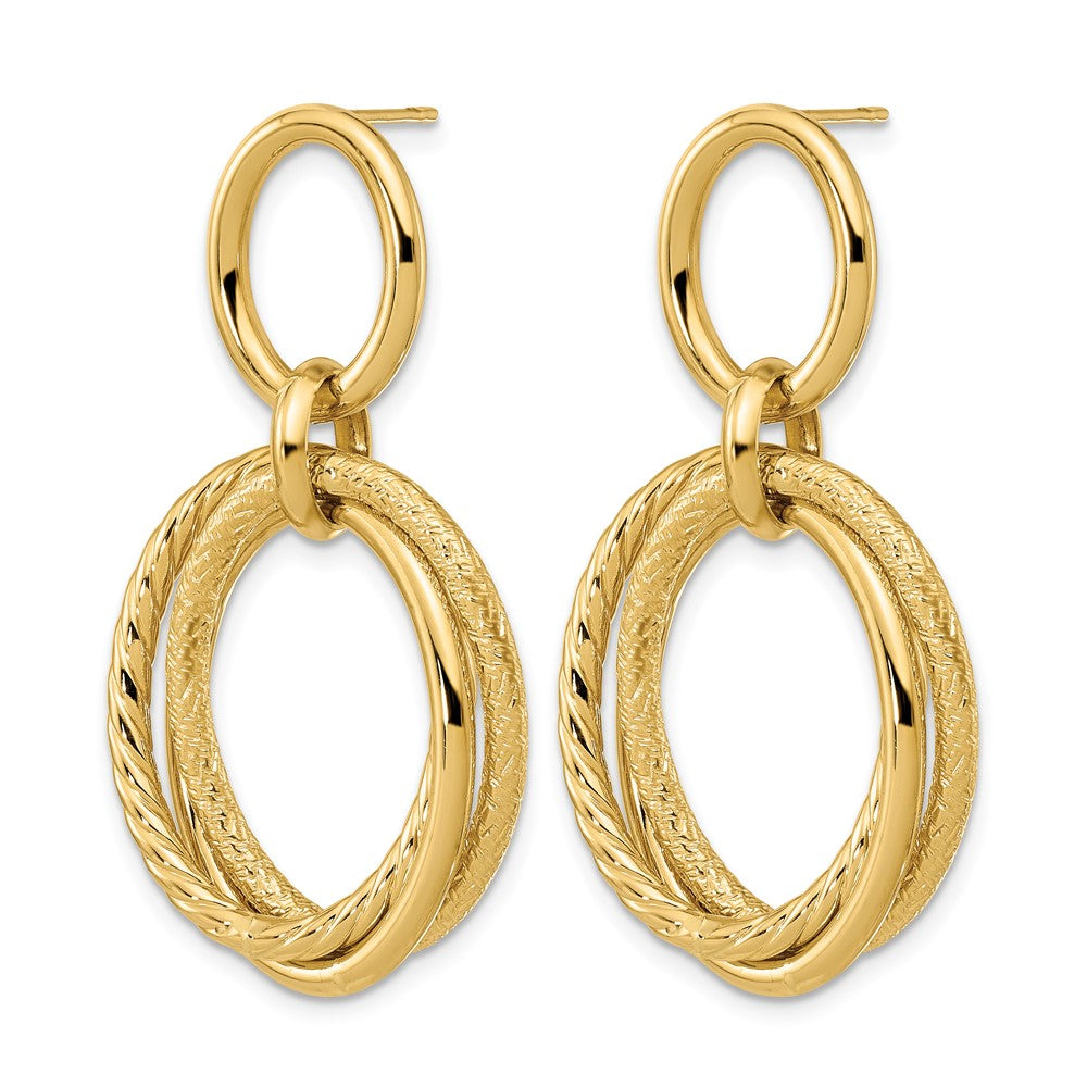 Leslie's 14K Polished and Textured Post Dangle Earrings - Product Photo