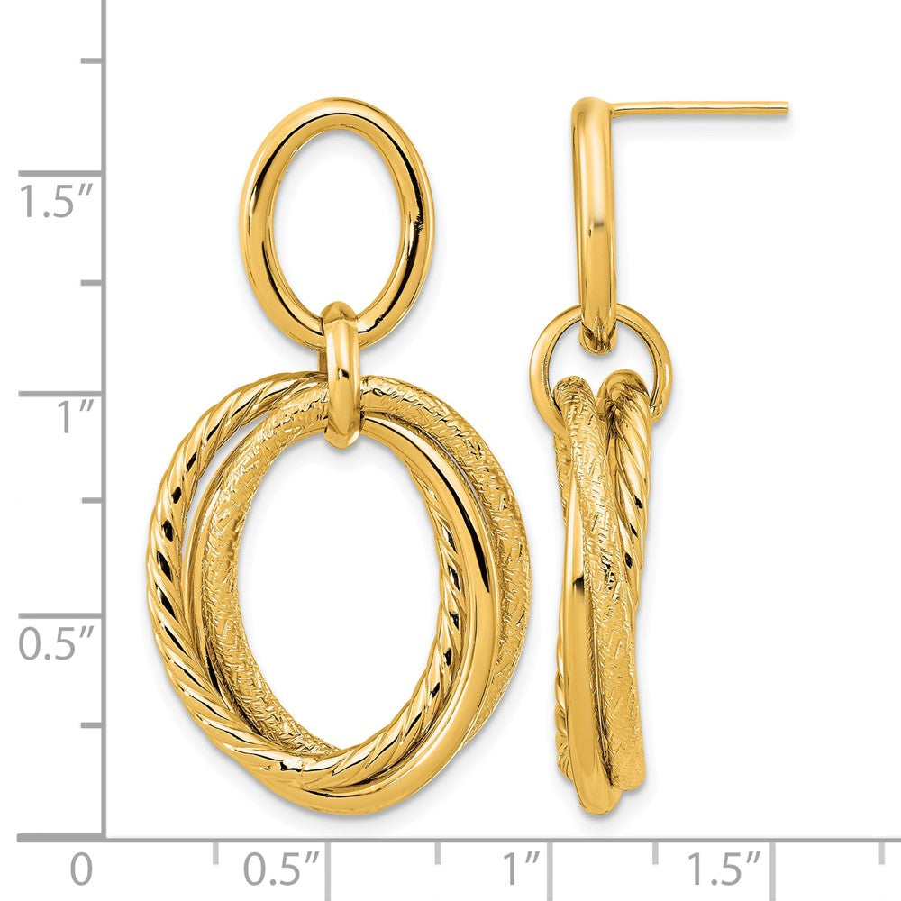 Leslie's 14K Polished and Textured Post Dangle Earrings - Product Photo