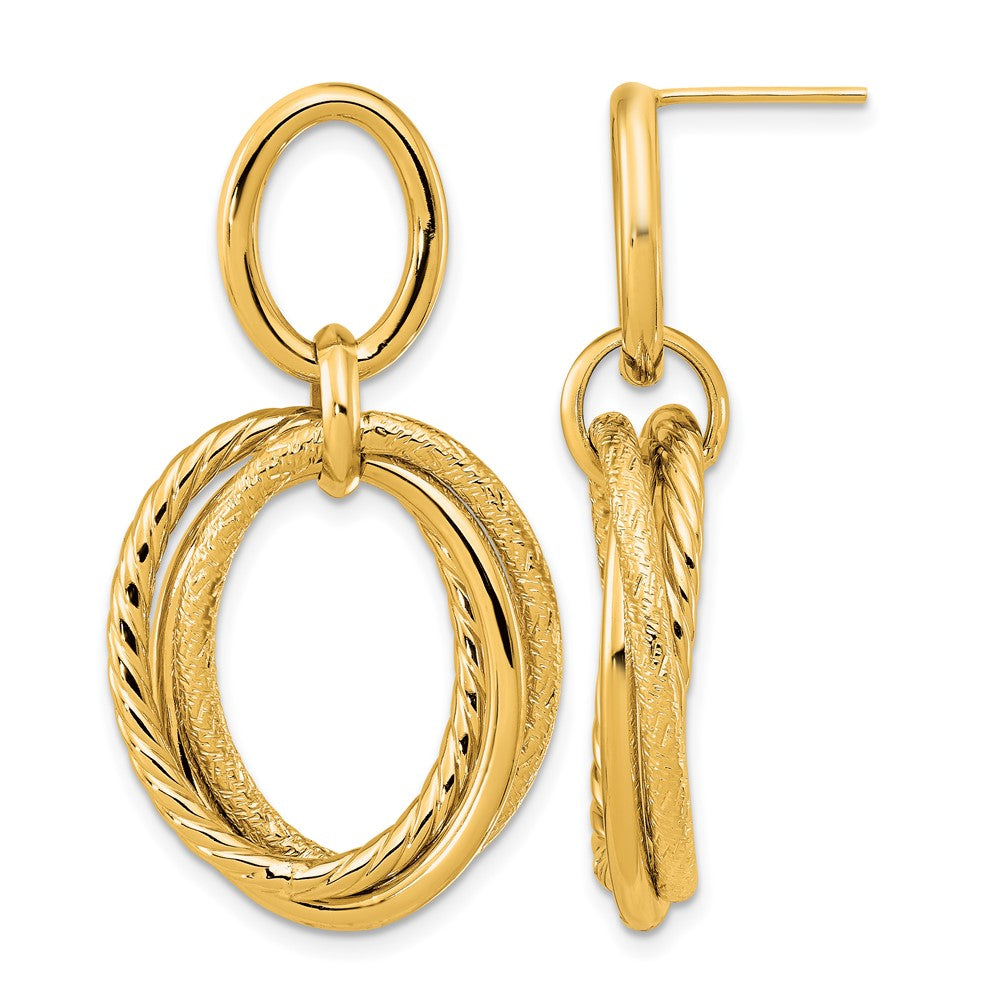Leslie's 14K Polished and Textured Post Dangle Earrings - Product Photo