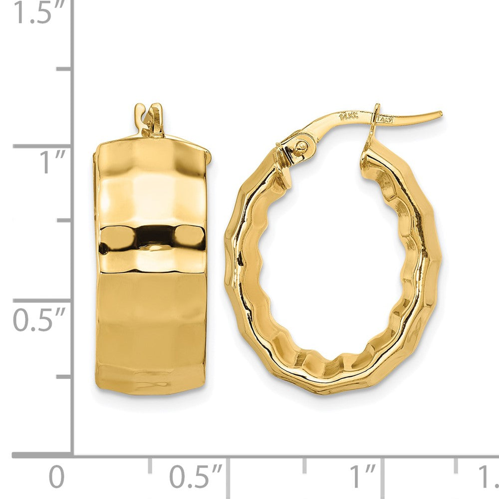 Leslie's 14K Polished Textured Oval Hoop Earrings - Product Photo