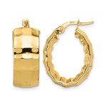 Leslie's 14K Polished Textured Oval Hoop Earrings - Product Photo