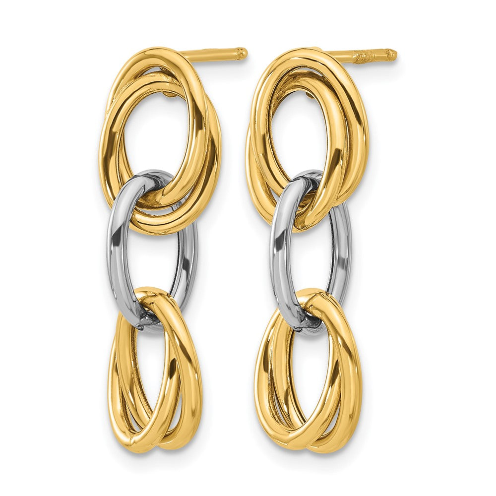 Leslie's 14K with Rhodium Polished Ovals Dangle Earrings - Product Photo