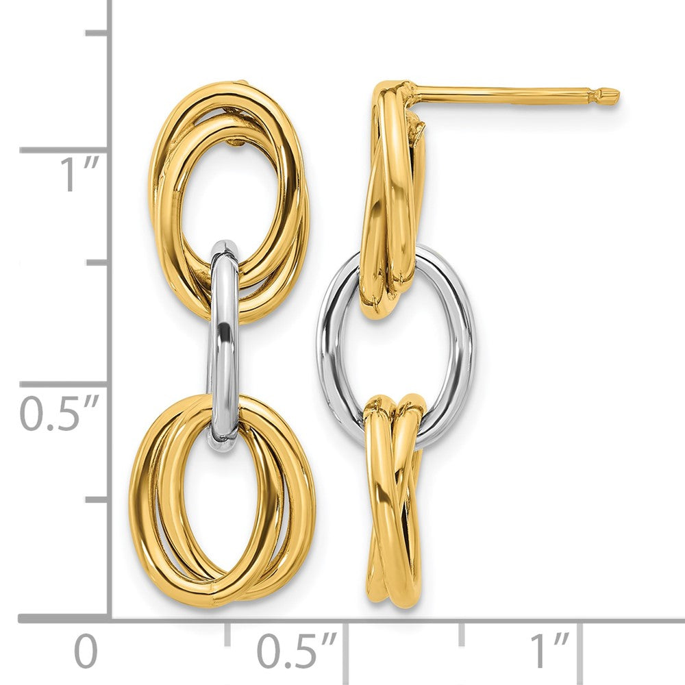 Leslie's 14K with Rhodium Polished Ovals Dangle Earrings - Product Photo
