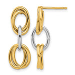Leslie's 14K with Rhodium Polished Ovals Dangle Earrings - Product Photo