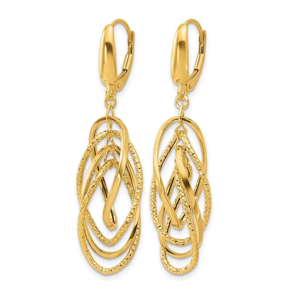 Leslie's 14K Polished and Textured Ovals Dangle Earrings - Product Photo