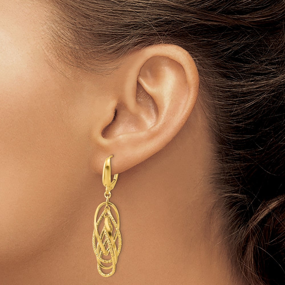 Leslie's 14K Polished and Textured Ovals Dangle Earrings - Product Photo