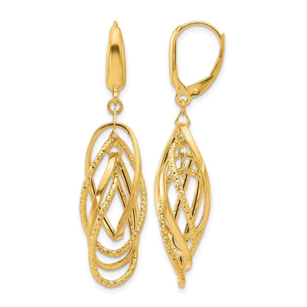 Leslie's 14K Polished and Textured Ovals Dangle Earrings - Product Photo
