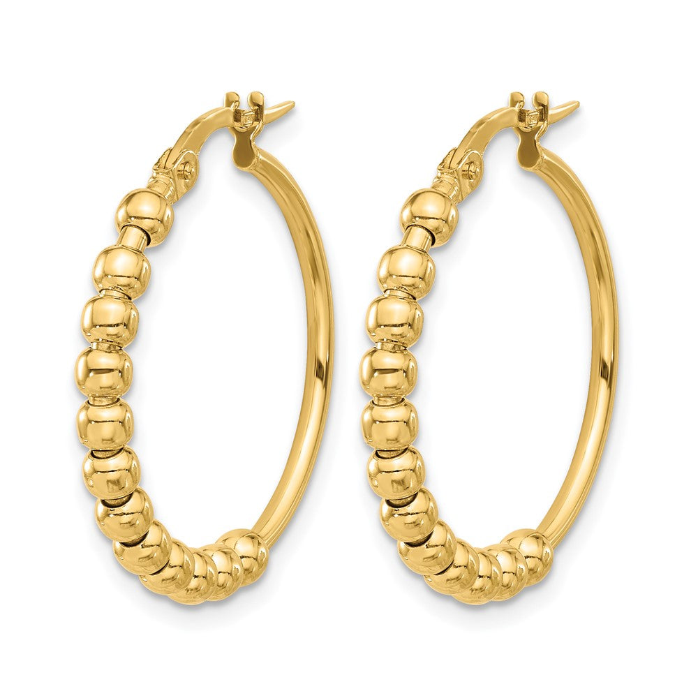 Leslie's 14K Polished Beaded Hoop Earrings - Product Photo