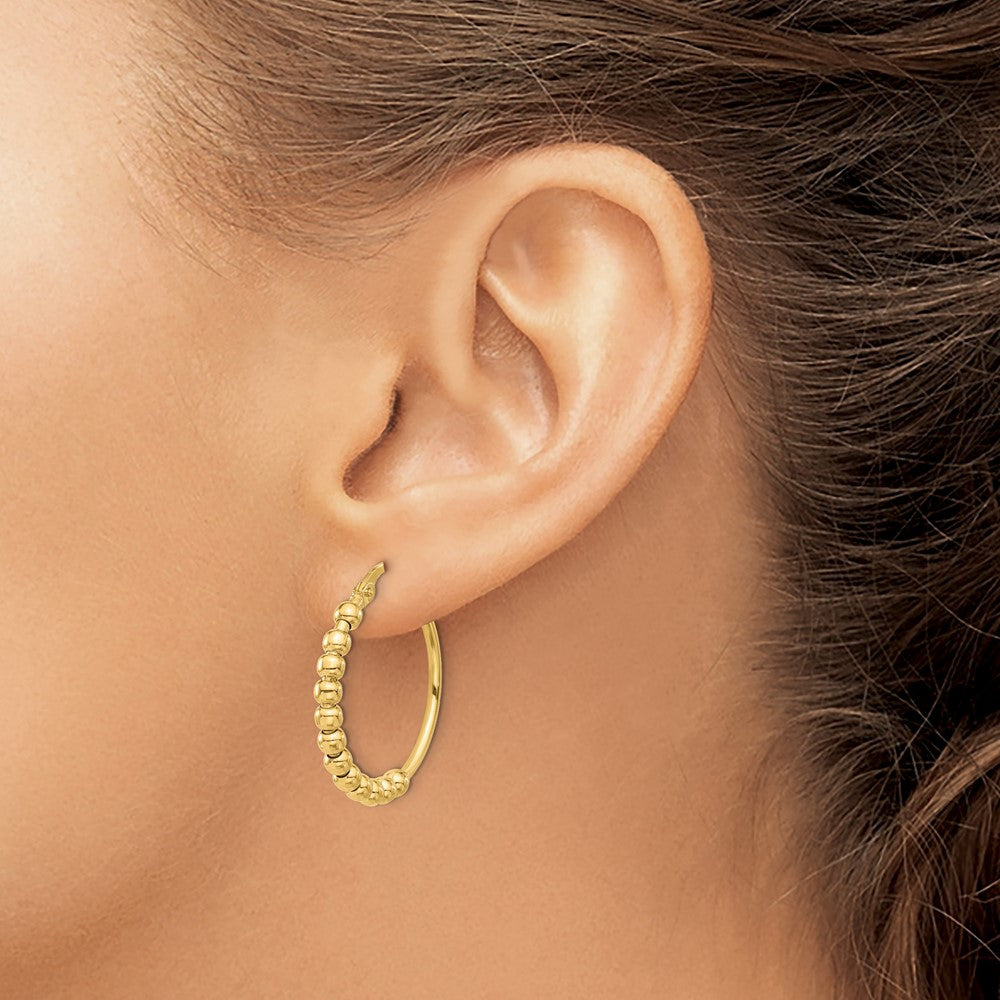 Leslie's 14K Polished Beaded Hoop Earrings - Product Photo