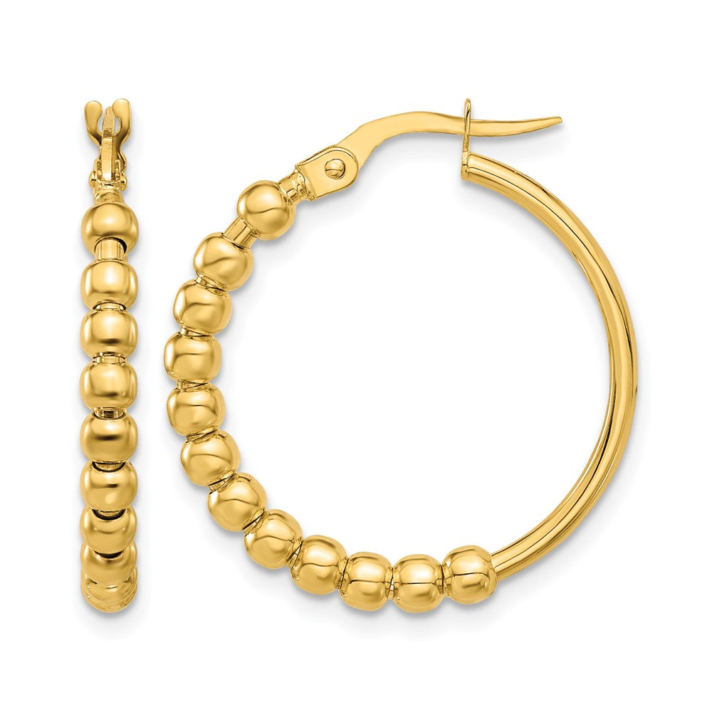 Leslie's 14K Polished Beaded Hoop Earrings - Product Photo