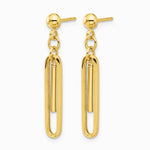 14K Yellow Gold Polished Paperclip Dangle Earrings - Product Photo