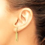 14K Yellow Gold Polished Paperclip Dangle Earrings - Product Photo