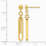 14K Yellow Gold Polished Paperclip Dangle Earrings - Product Photo