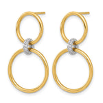 Leslie's 14K Two-tone Polished CZ Circles Dangle Post Earrings - Product Photo