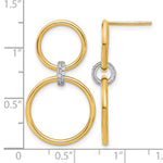 Leslie's 14K Two-tone Polished CZ Circles Dangle Post Earrings - Product Photo