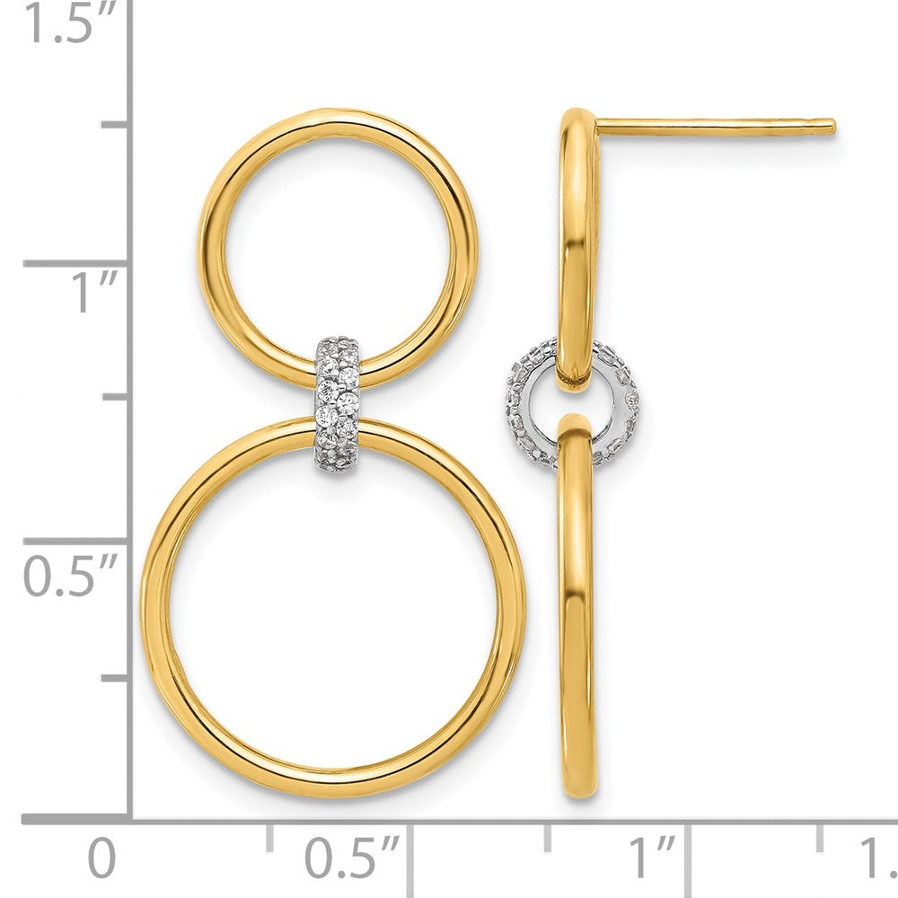Leslie's 14K Two-tone Polished CZ Circles Dangle Post Earrings - Product Photo