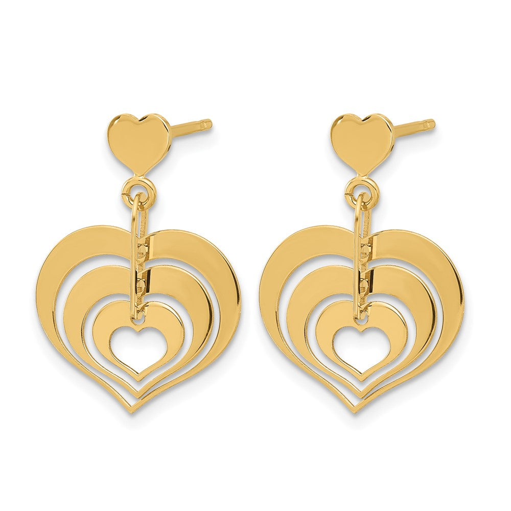 Leslie's 14K Polished Hearts Dangle Post Earrings - Product Photo