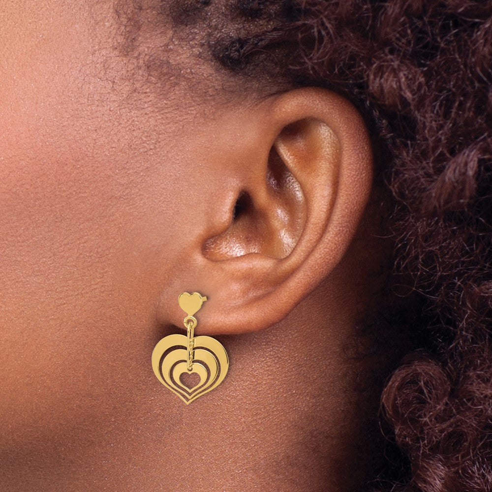 Leslie's 14K Polished Hearts Dangle Post Earrings - Product Photo