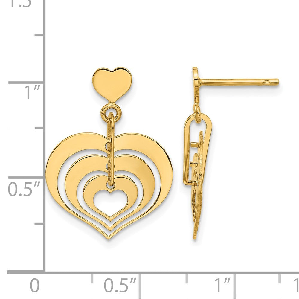 Leslie's 14K Polished Hearts Dangle Post Earrings - Product Photo