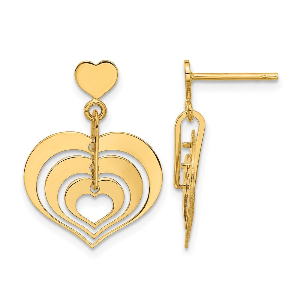 Leslie's 14K Polished Hearts Dangle Post Earrings - Product Photo