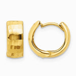 14K Yellow Gold Polished and Diamond-cut Huggie Hoop Earrings - Product Photo