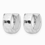 14K White Gold Polished and Diamond-cut Huggie Hoop Earrings - Product Photo