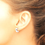 14K White Gold Polished and Diamond-cut Huggie Hoop Earrings - Product Photo