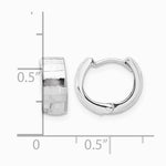 14K White Gold Polished and Diamond-cut Huggie Hoop Earrings - Product Photo