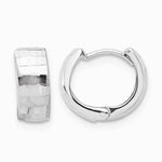 14K White Gold Polished and Diamond-cut Huggie Hoop Earrings - Product Photo