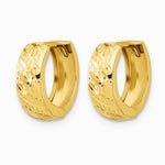 14K Yellow Gold Polished and Diamond-cut Huggie Hoop Earrings - Product Photo