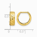 14K Yellow Gold Polished and Diamond-cut Huggie Hoop Earrings - Product Photo