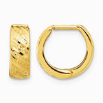 14K Yellow Gold Polished and Diamond-cut Huggie Hoop Earrings - Product Photo