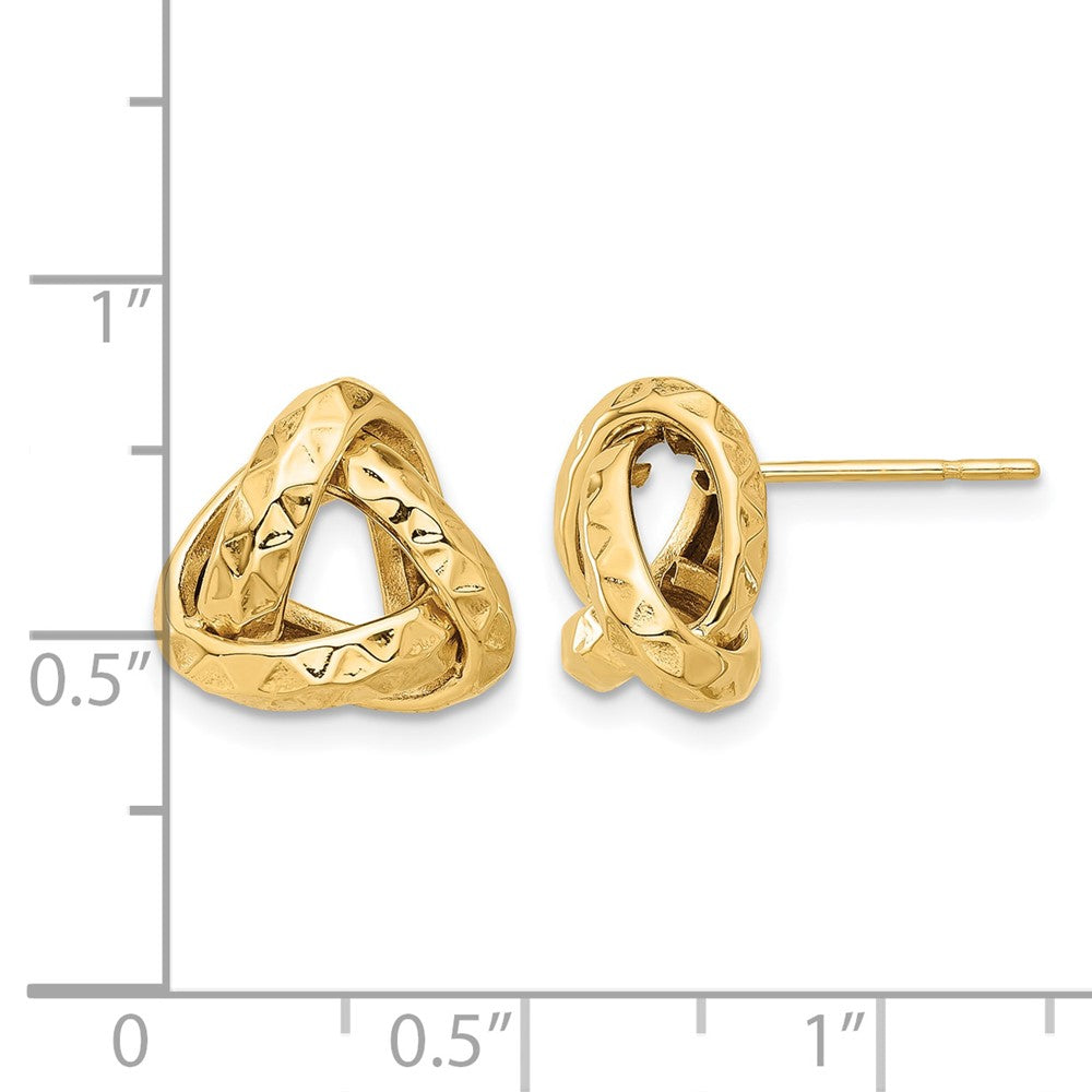Leslie's 14K Polished and Diamond-cut Triangle Love Knot Post Earrings - Product Photo